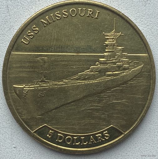 Науру 5 долларов 2017 г. Корабли. USS Missouri