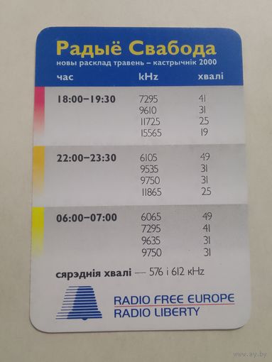 Карманный календарик. Радио Свобода. 2000 год