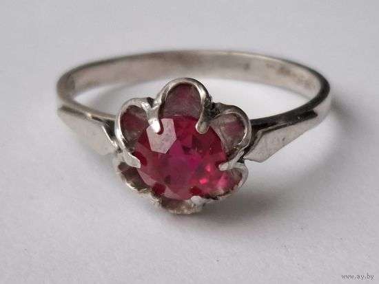 Кольцо серебро СССР 875 проба со звездой. Клеймо.  Размер 17