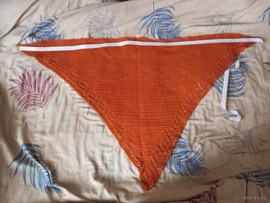 Платок, косынка из шерсти. Оранжевого цвета. Эксклюзив. Ручная работа.