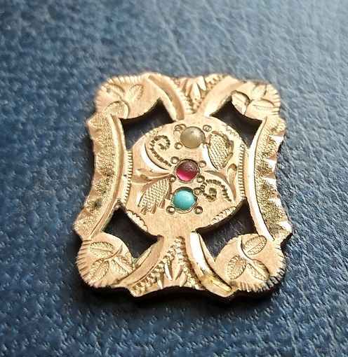 Старинная позолоченная накладка ручной работы. Толстенная позолота! С рубля.