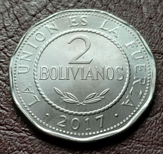 Боливия 2 боливиано, 2017    ( 1-15-2 )