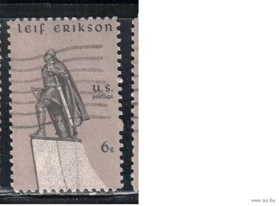 США-1968, (Мих.967) , гаш. , Норвежский мореплаватель, Памятник(одиночка)