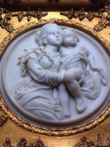 С 1 руб МАДОННА С МЛАДЕНЦЕМ Барельеф Бисквитный фарфор Багетная рама Лондон 1950-ые Редкость ! ОРИГИНАЛ !