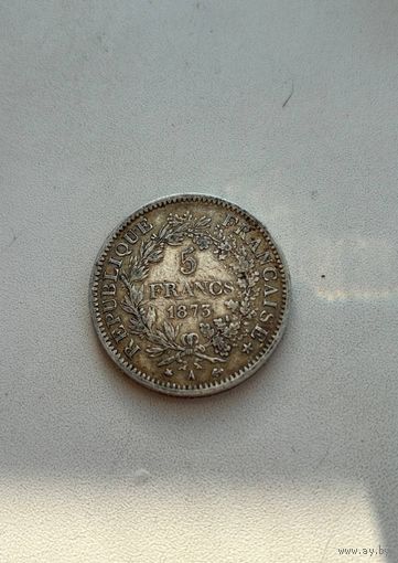 5 франков 1873 Франция Геракл Серебро 900 Вес 25 грамм Аукцион с 1 рубля