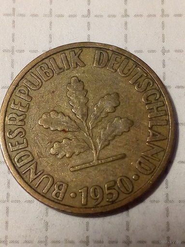 10 пфеннигов ФРГ 1950 год D
