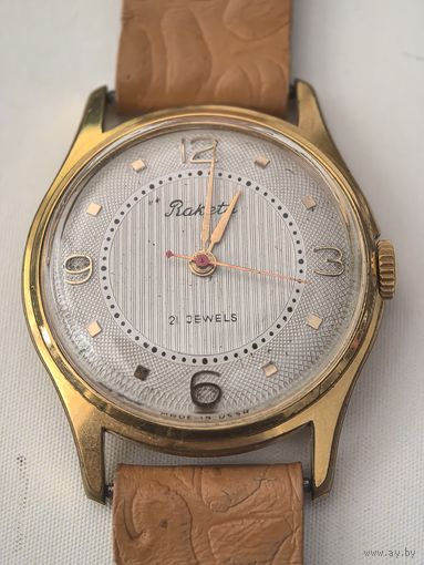 КРАСИВЫЕ!!! Позолоченные ЧАСЫ СССР. AU20.  РАКЕТА . На ходу..