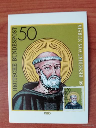 ФРГ 1980 Карт максимум марки "1500-летие святого Бенедикта Нурсийского" Mi. 1055