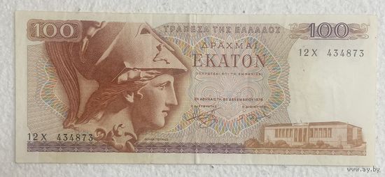 Банкнота Греция 100 драхм 1978 год.  Богинья Афина