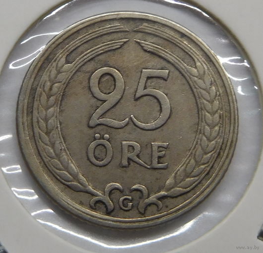 Швеция 25 ере 1940 г Никелевая бронза "GV" на аверсе