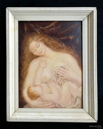 Кузьмич А.В. "Счастье",1990. ДВП, масло. 57/42 см