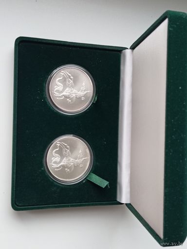 3 рубля 2009г.СПМД.Георгий Победоносец.Ag 999.унция . 2 шт.