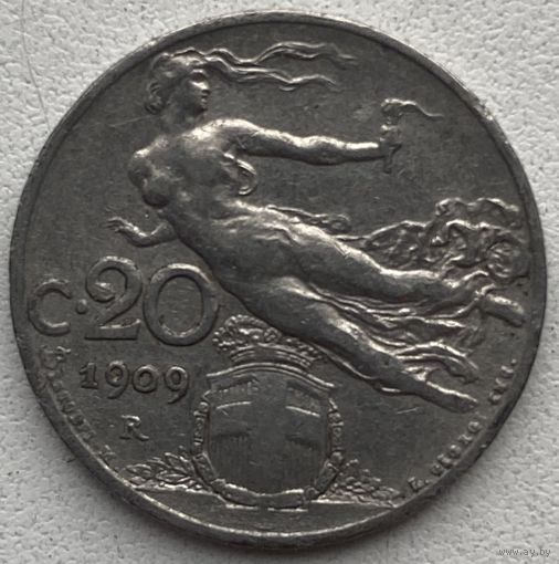 Италия 20 чентезимо 1909 г.