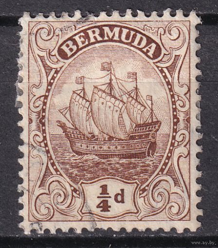 122.BrKCI. Великобритания. Колонии. Бермудские острова. Стандарт. Парусник Sea Venture. 1912 г. 1/4P. Mi.#34.
