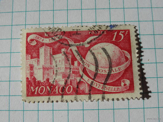 Монако 1950 г. Марка Mi 407 (75-я годовщина ВПС. Глобус и Княжеский дворец Монако)