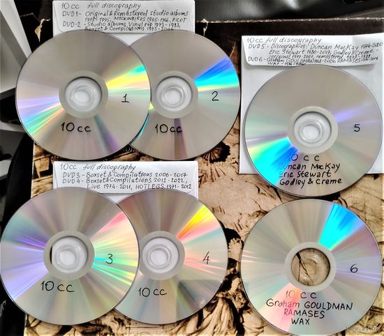 DVD MP3  10cc полная дискография группы, соло и сайд-проекты её участников (Pop-rock, Art-rock, Soft rock, Glam rock) - 6 DVD