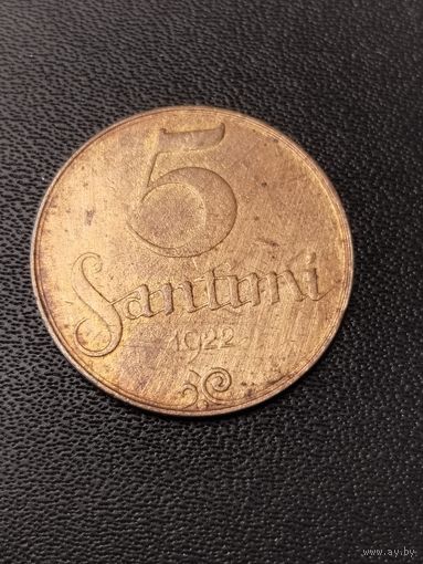 5 сантимов 1922 года. Хорошее состояние! С 1 рубля