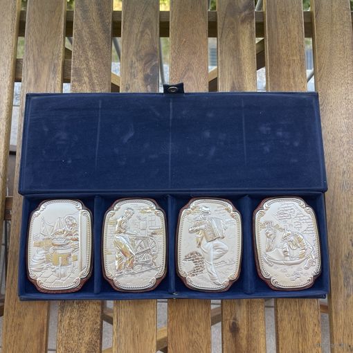 Миниатюрные серебряные барельефы ручной работы. Италия. Арт 3571