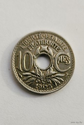 10 сантимов 1925 года Франция, отличная, в блеске!