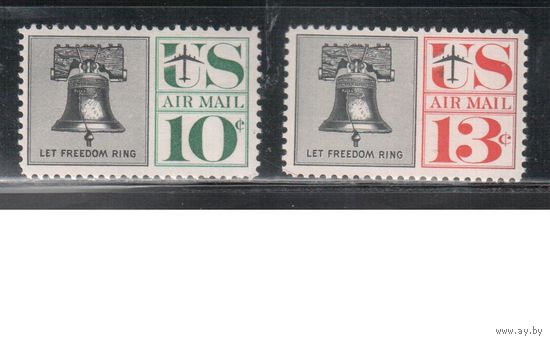 США-1960, (Мих.781-782), **/* , Авиапочта, Колокол (полная серия)