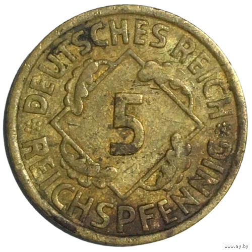 Германия 5 рейхспфеннигов, 1936 (А)