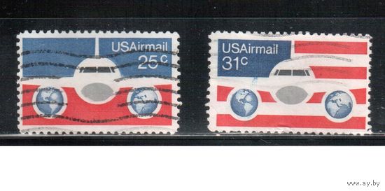США-1976, (Мих.1200-1201) , гаш. , Стандарт ,Авиапочта (полная серия)