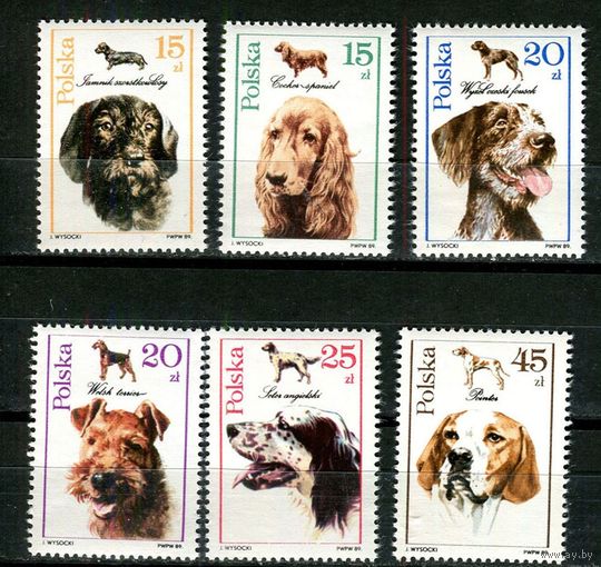 Польша - 1989 - Фауна Собаки - [Mi. 3197-3202] - полная серия - 6 марок. MNH