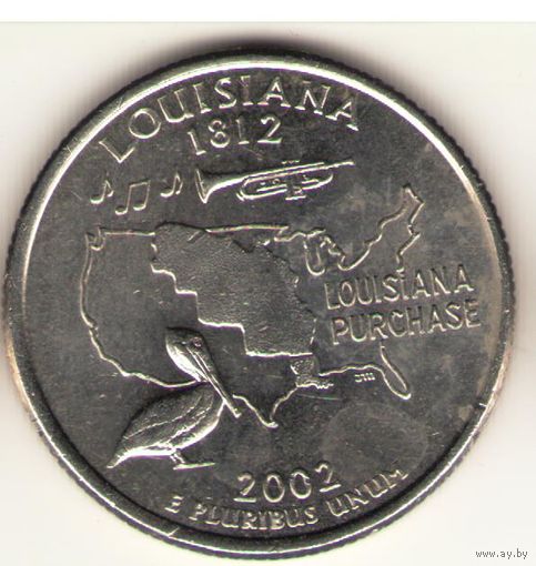 25 центов 2002 г. Луизиана. "D"