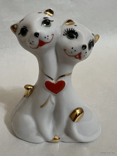 Статуэтка фарфоровая "Кошки" (коты, котики, котята) с позолотой (ВАЛЕНТИНКА) .   ДФЗ