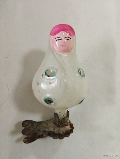 Игрушка ёлочная Матрёшка, стекло. СССР