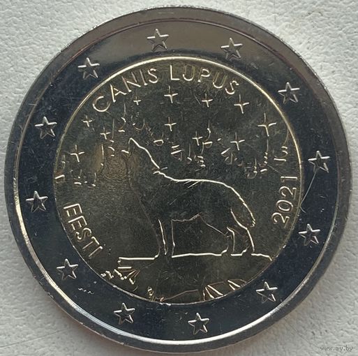 Эстония 2 евро 2021 г. Волк