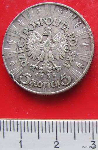 Пять злотых 1938 год Пилсудский