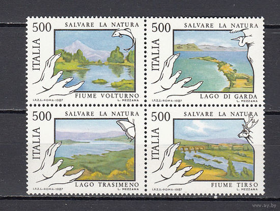 Природа. Италия. 1987. 4 марки в квартблоке. Michel N 2005-2008 (9,0 е)