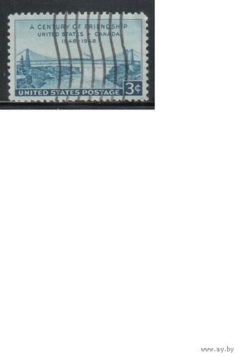 США-1948, (Мих.574), гаш. , Дружба США-Канада, Мост(одиночка),