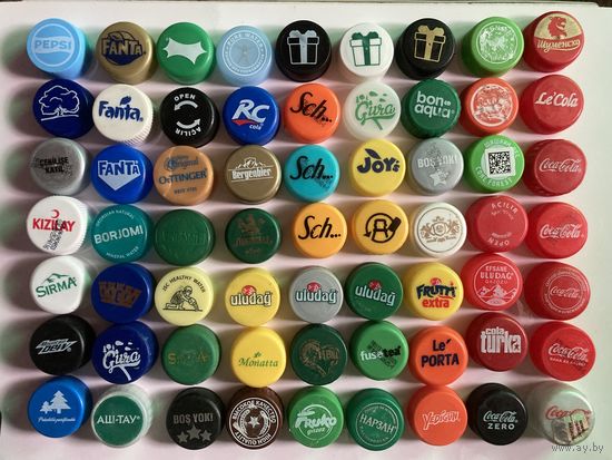Небольшая коллекция крышек ПЭТ - без повторов (63шт.)