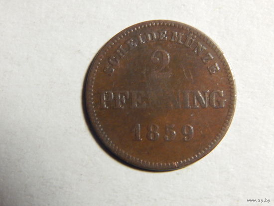 Бавария 2 пфеннинга 1859г
