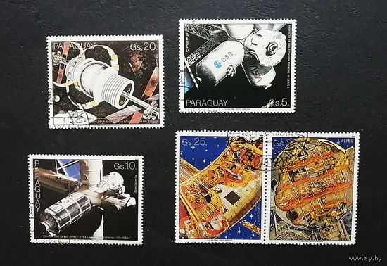 Парагвай 1988 г. АВИА. Космические путешествия, полная серия из 5 марок #0058-K1P5