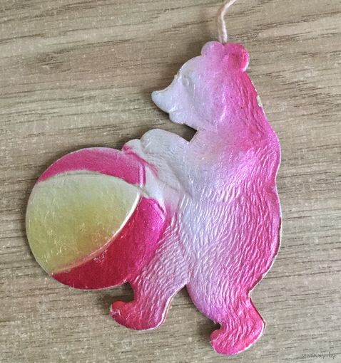 Игрушка ёлочная медведь Миша, картон. СССР