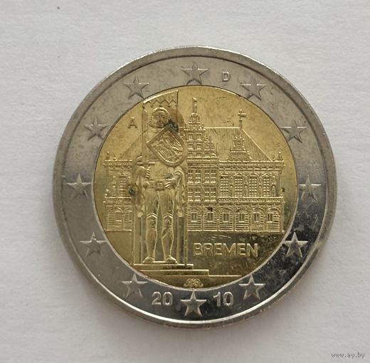 2 евро Германия 2010 Федеральная земля Бремен А