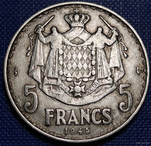 Монако 5 франков 1945 г.