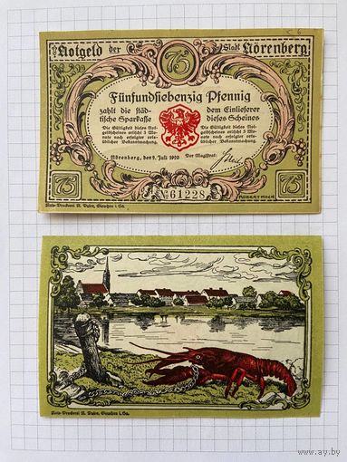 Нотгельд 75 пфеннигов Германия Ворренберг-0101