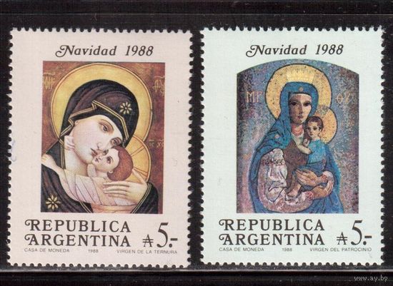 Аргентина-1988, (Мих.1951-1952) ** , Рождество,Живопись, Украинская церковь