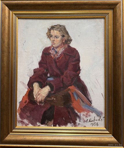 Козловский А.С "Портрет", 1956г. Холст на картоне, масло. Размер с рамой 39,5х45,5 см.