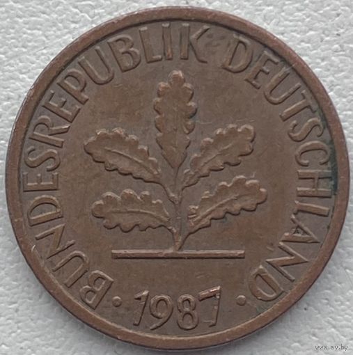 Германия 1 пфенниг 1987 г. J
