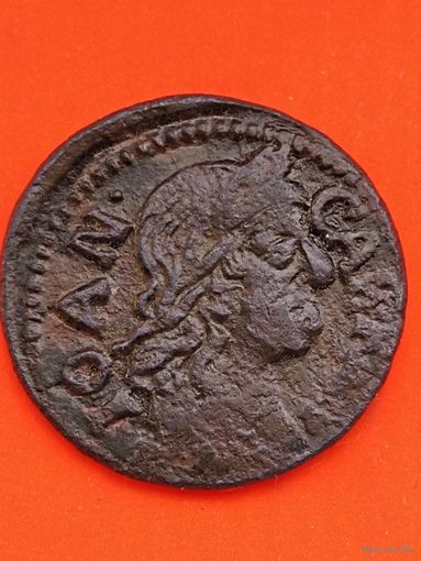Солид (боратинка) 1665 г. польский герб. Ян II Казимир, без мц.