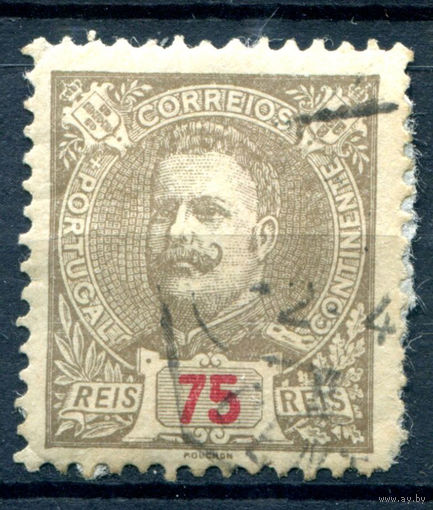 Португалия (Королевство) - 1898/1905г. - Король Карлуш I, 75 R - 1 марка - гашёная [Mi 150]. #1-Po-15-A-1