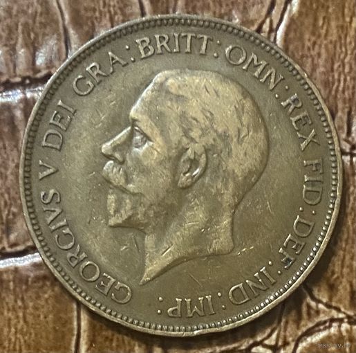 Монета 1 пенни 1930 год. Великобритания. Король Георг V.