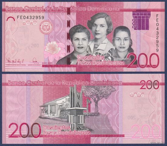 Доминикана, 200 песо 2021 г., P-191, UNC