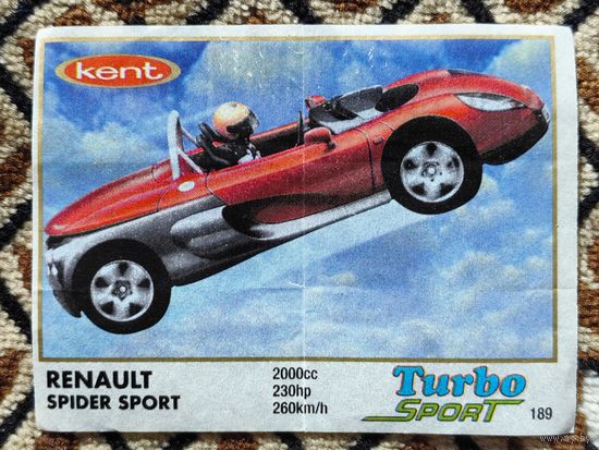 Вкладыш Turbo (Турбо) Sport (серия 141-210, Спорт), номер 189, Renault Spider Sport. #2. Возможен небольшой торг.