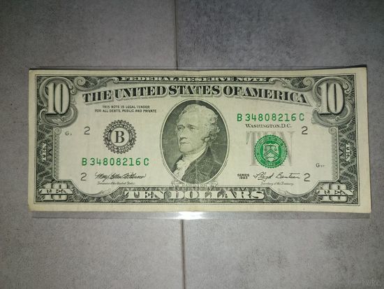 10 долларов США. 1993г